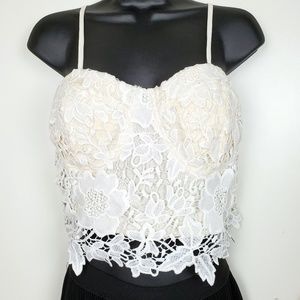 AVEC CREAM LACE WOMEN TOP SZ L